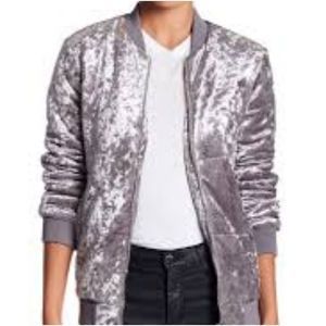 Romeo + Juliet Couture crushed velvet bomber jacket grey medium NWT